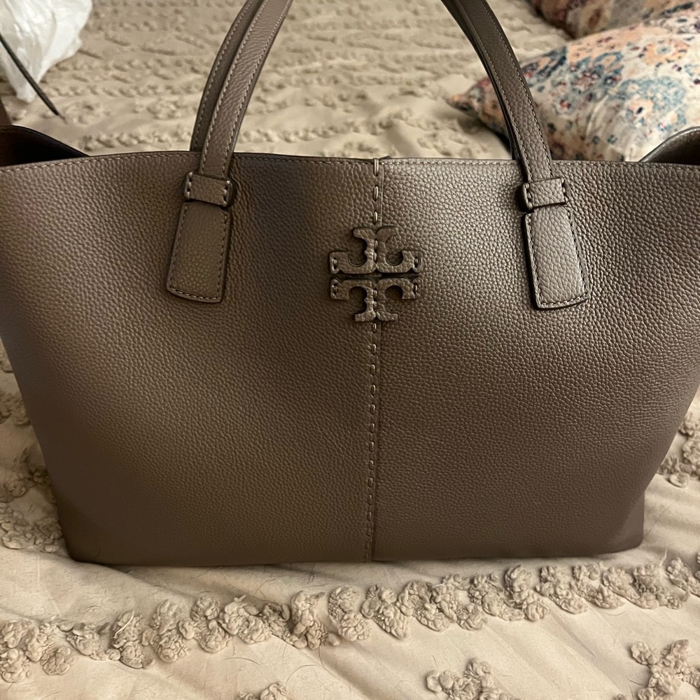 Tory Burch Grey pebbled tote bag